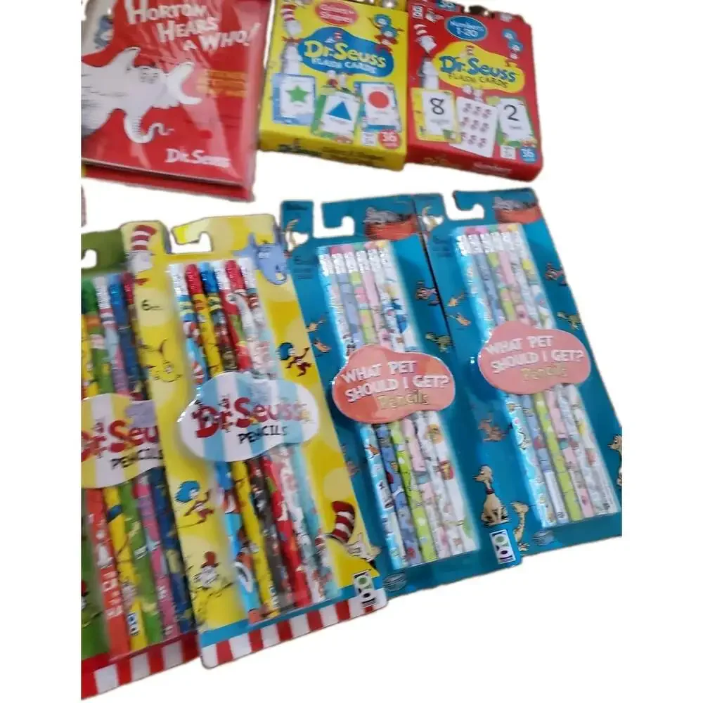 Lot Dr. Seuss Classroom School Teacher Pencils Bookmarks Sticky Notes & More